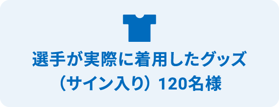 選手が実際に着用したグッズ（サイン入り） 120名様