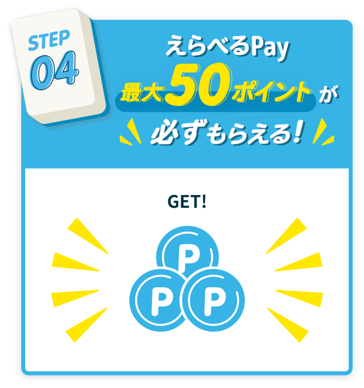 えらべるPay 最大50ポイントが必ずもらえる！