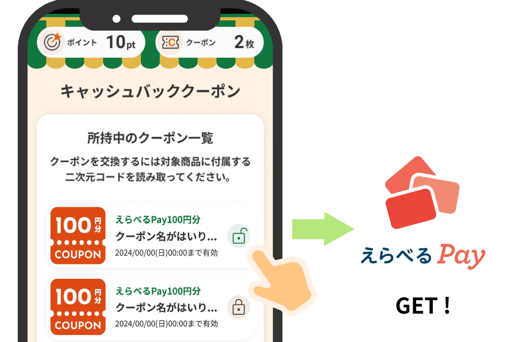 解除したいクーポンを選択し、デジタルポイントをGETしよう！