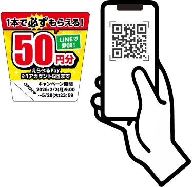 対象商品に貼付されているシールの二次元コードを読み込んでいるイメージ画像