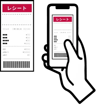 レシートを撮影するイメージイラスト