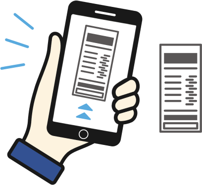 レシートとスマホのイラスト画像